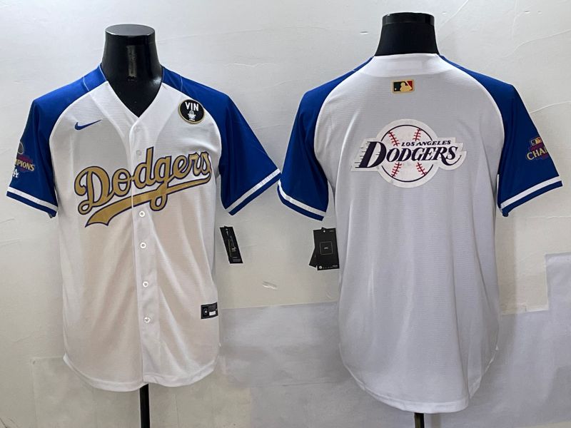Men Los Angeles Dodgers Blank White Blue Gold Game Nike 2025 MLB Jersey style 42937